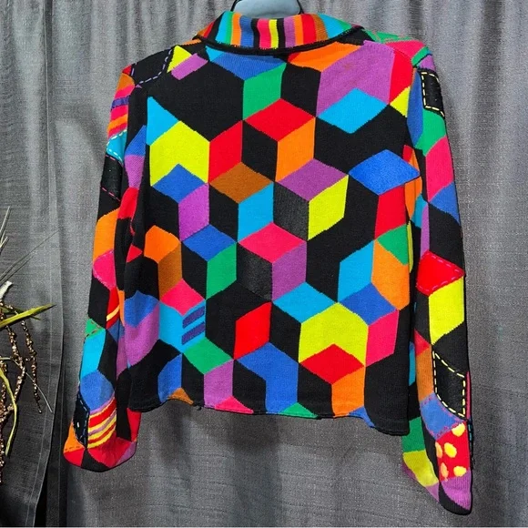 Michael Simon Multicolor Geometric Blazer Rare Pattern/ cottagecore cozy